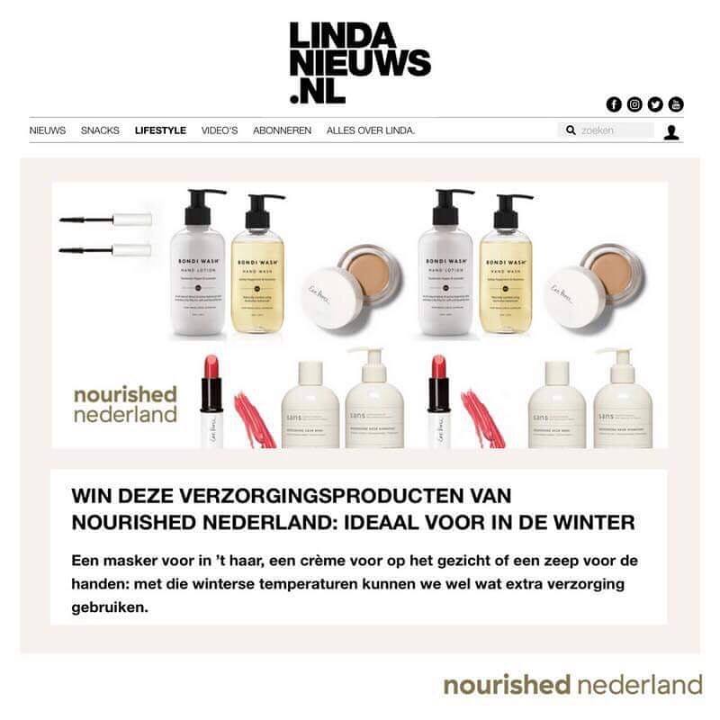 Nourished nederland, Linda magazine, natuurlijke huidverzorging, bondi wash, Sans[ceuticals], ere perez, natuurlijke lippenstift, natuurlijke bodylotion, chemical free, toxic free