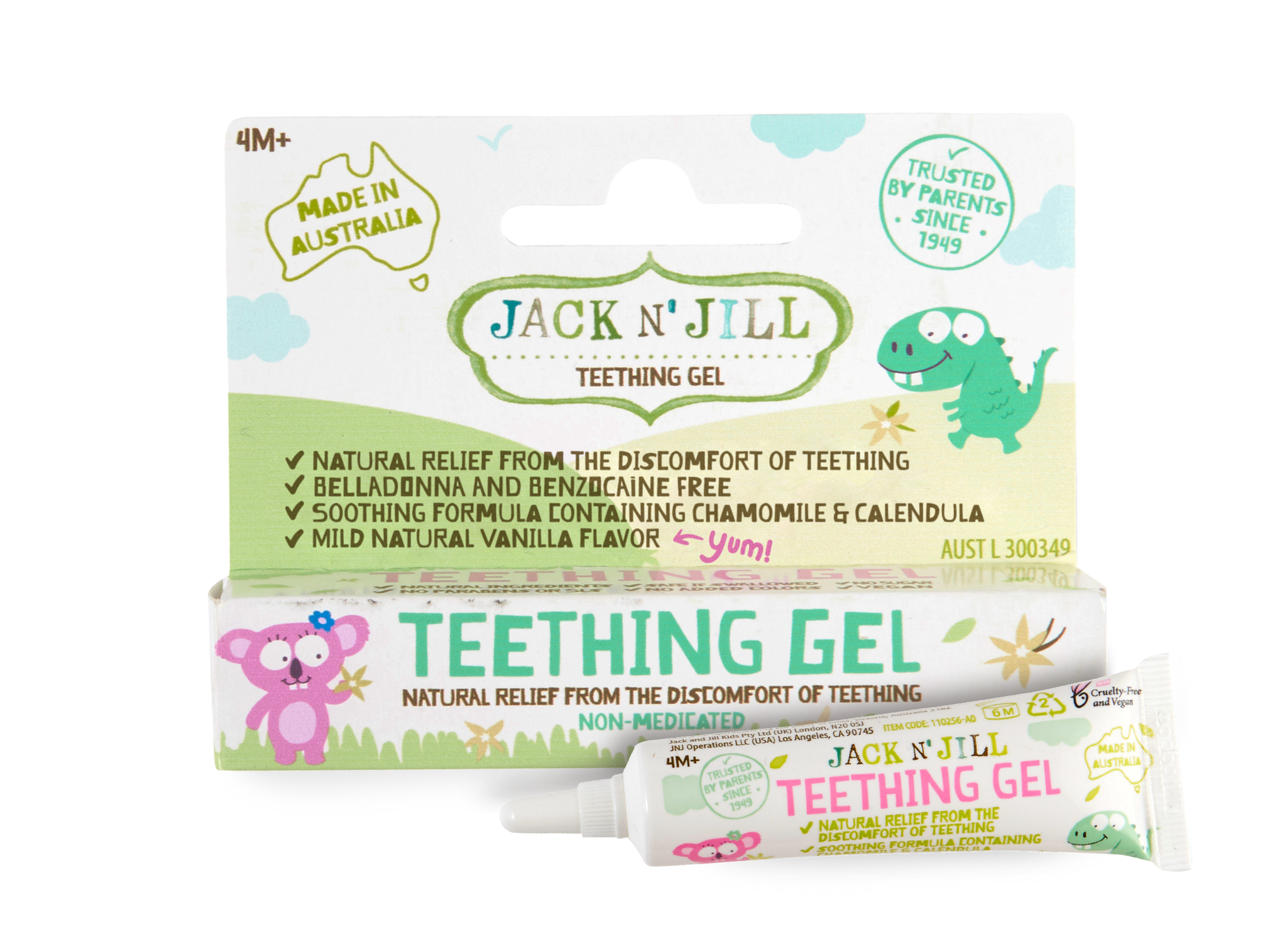 Jack N Jill, Teething Gel, tandenpasta, natuurlijke tandenpasta, tanden doorkomen, bijtring, natuurlijke teething gel, fluoride vrij, fluorid-free
