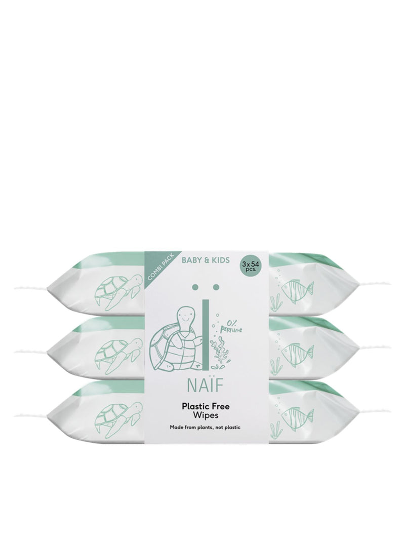 Plastic Free Baby Wipes, Naïf, baby & kids, droge huid, gevoelige huid, vrij van siliconen, vrij van minerale oliën, eczeem, eczema, sensitive skin, silicon free, free of mineral oils, kids skincare, eucalyptus vezels, eucalyptus fibres, nourished, nourished.eu