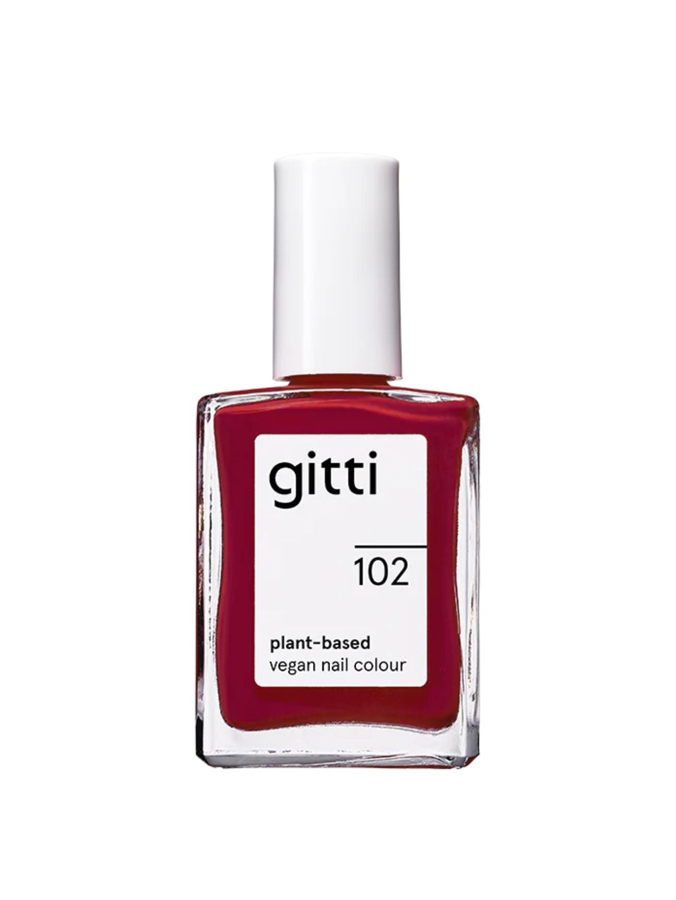 Classic Red, no. 102, Gitti, natural nail polish, natuurlijke nagellak, rode nagellak, red nail polish, plant-based nail polish, vegan nail colour, vegan, nail care, nagelverzorging, 23-free, PETA certified, Nourished