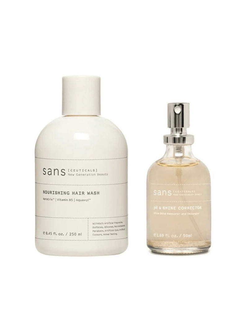 Sans[ceuticals] en Nourished Nederland, Official Sans[ceuticals] distributor, PH + Shine corrector, natural haircara, natuurlijke haarverzorging, natuurlijke haarstyling, haarserum, natuurlijke shampoo, biologische shampoo, gezond en natuurlijk haar met Sans[ceuticals]