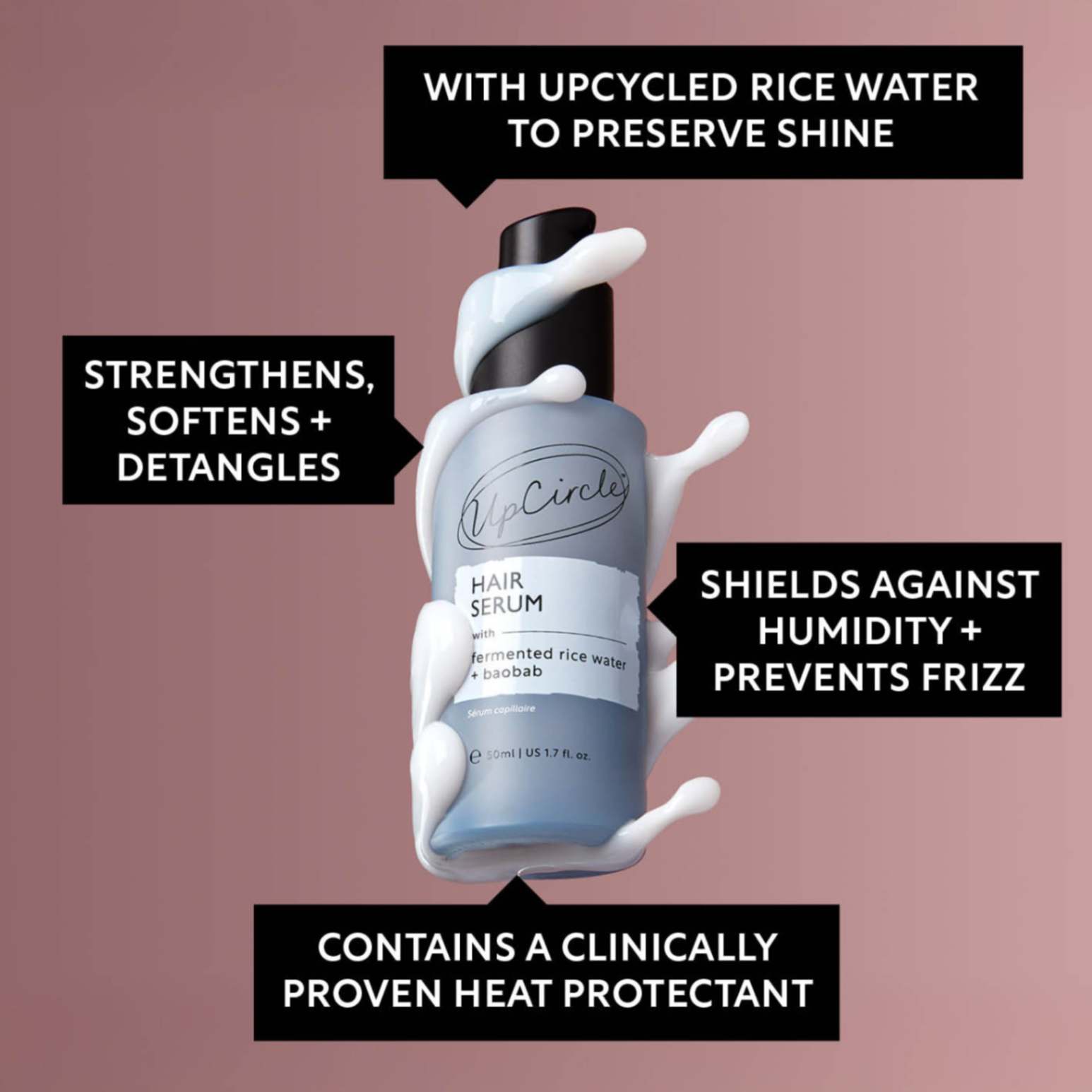 Hair Serum with Fermented Rice Water & Baobab, natuurlijk haar serum, UpCircle, Nourished