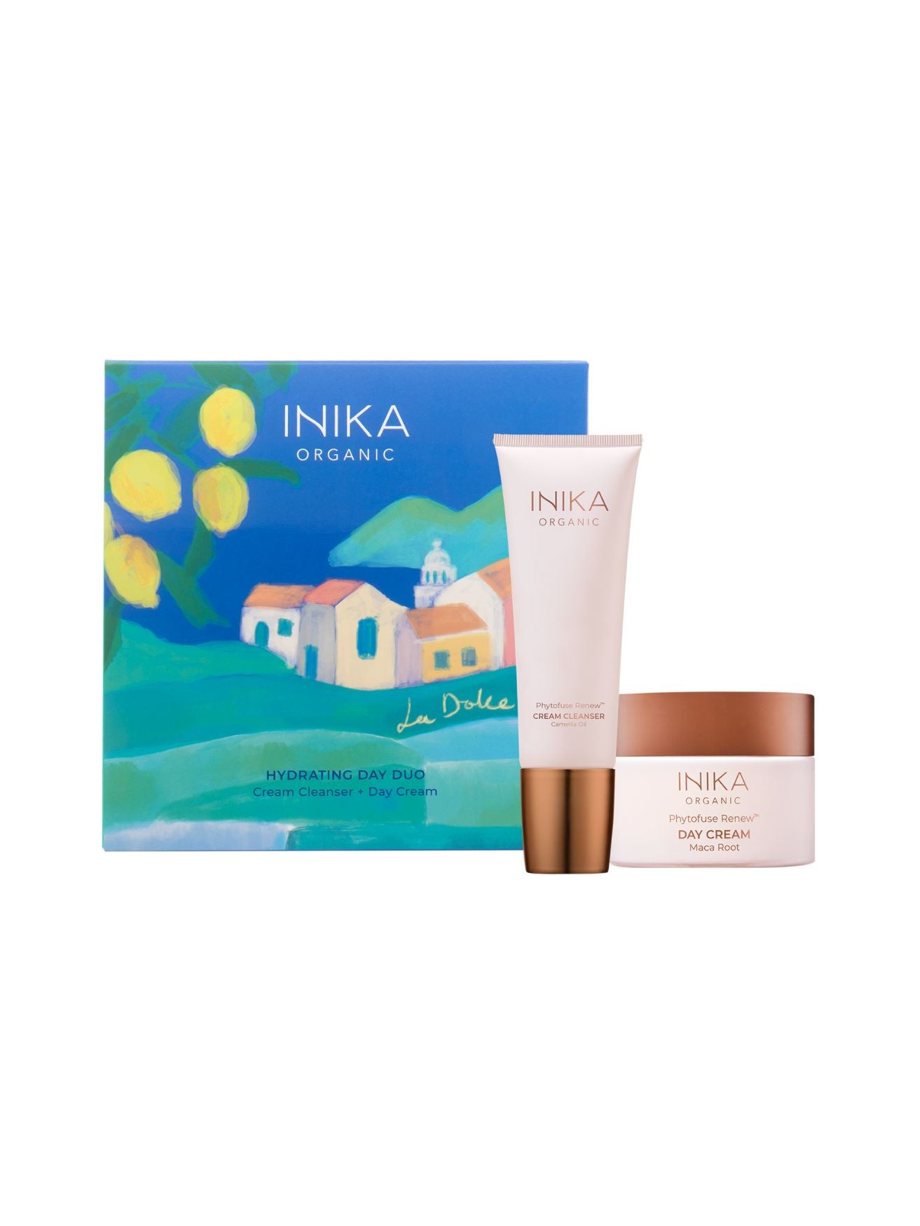 Hydrating Day Skin Duo, cream cleanser, day cream, Inika Organic, Nourished