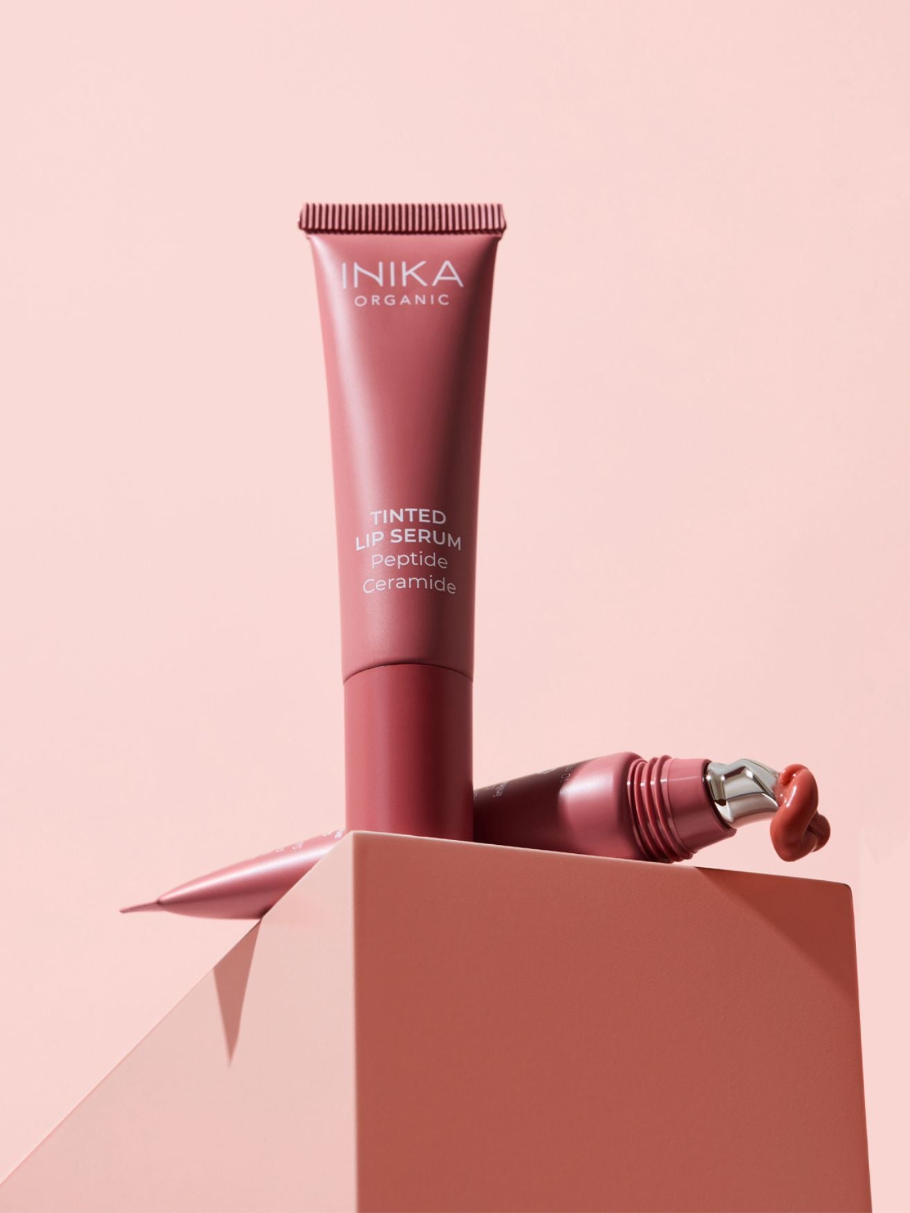 Tinted Lip Serum - Peony, peptide + ceramide, Inika Organic, Nourished