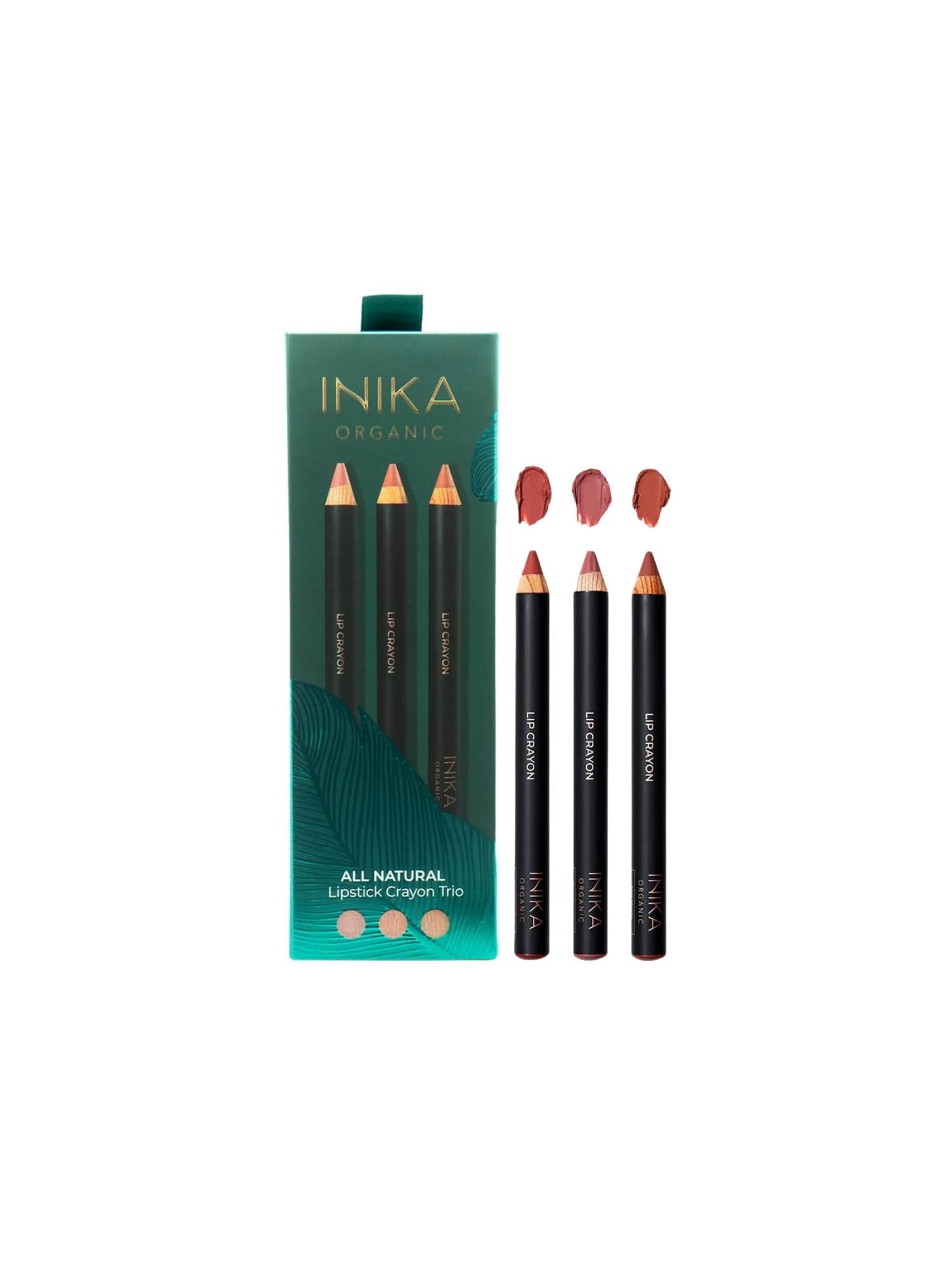 lipstick crayon trio, Inika, Vegan Beauty, Lipstick, Lipliner, neutral colors, natural lipstick, natuurlijke lippenstift, gift idea, festive season, giftset