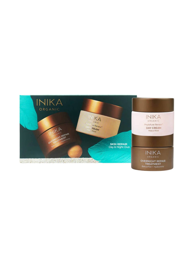 Inika, skincare, giftset, day cream, overnight repair treatment, natural skincare, natuurlijke gezichtsverzorging, dagcrème, masker, droge huid, gevoelige huid, vegan skincare, Nourished