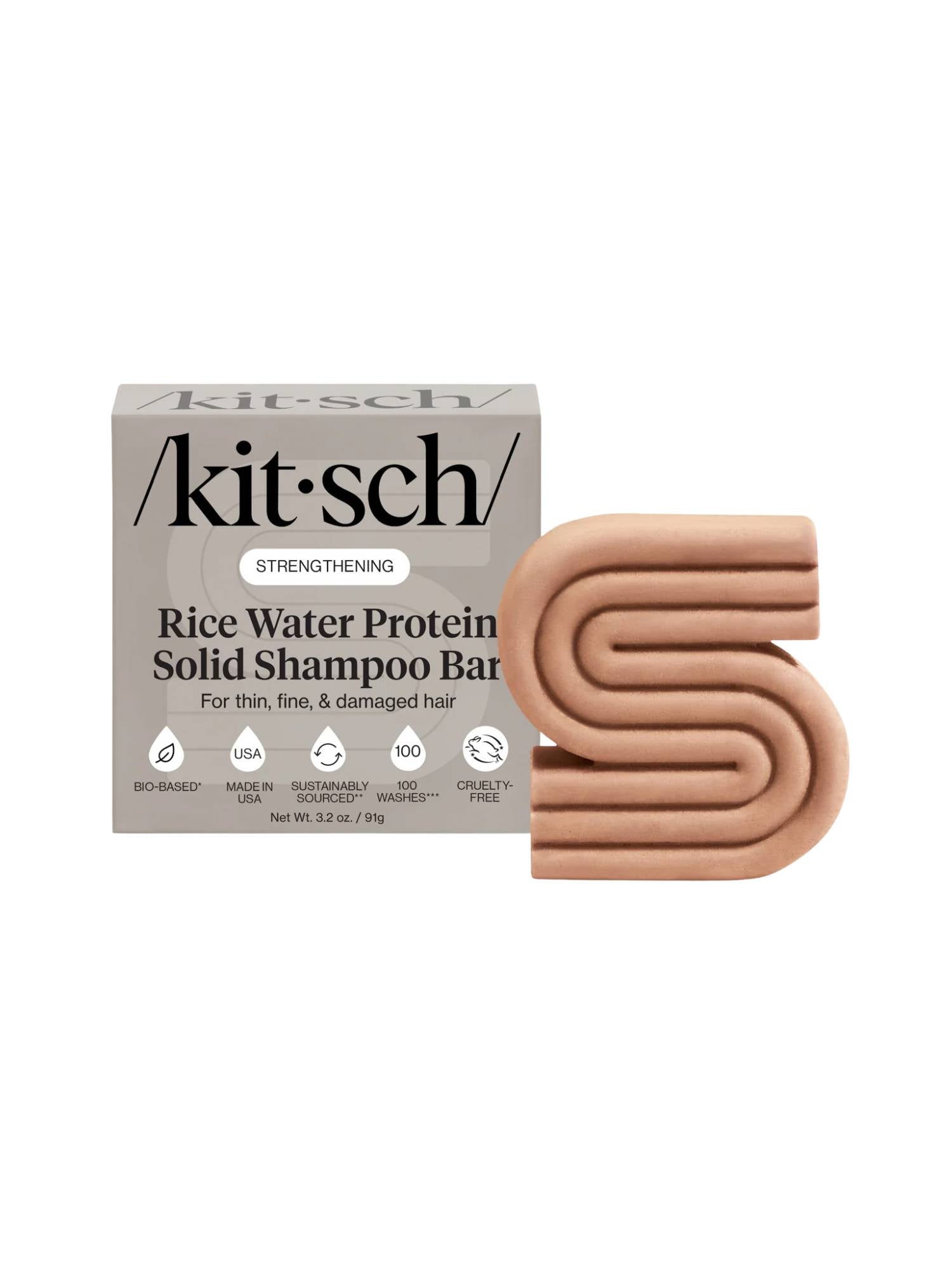 Rice water protein shampoo bar, solid shampoo, KITSCH. 