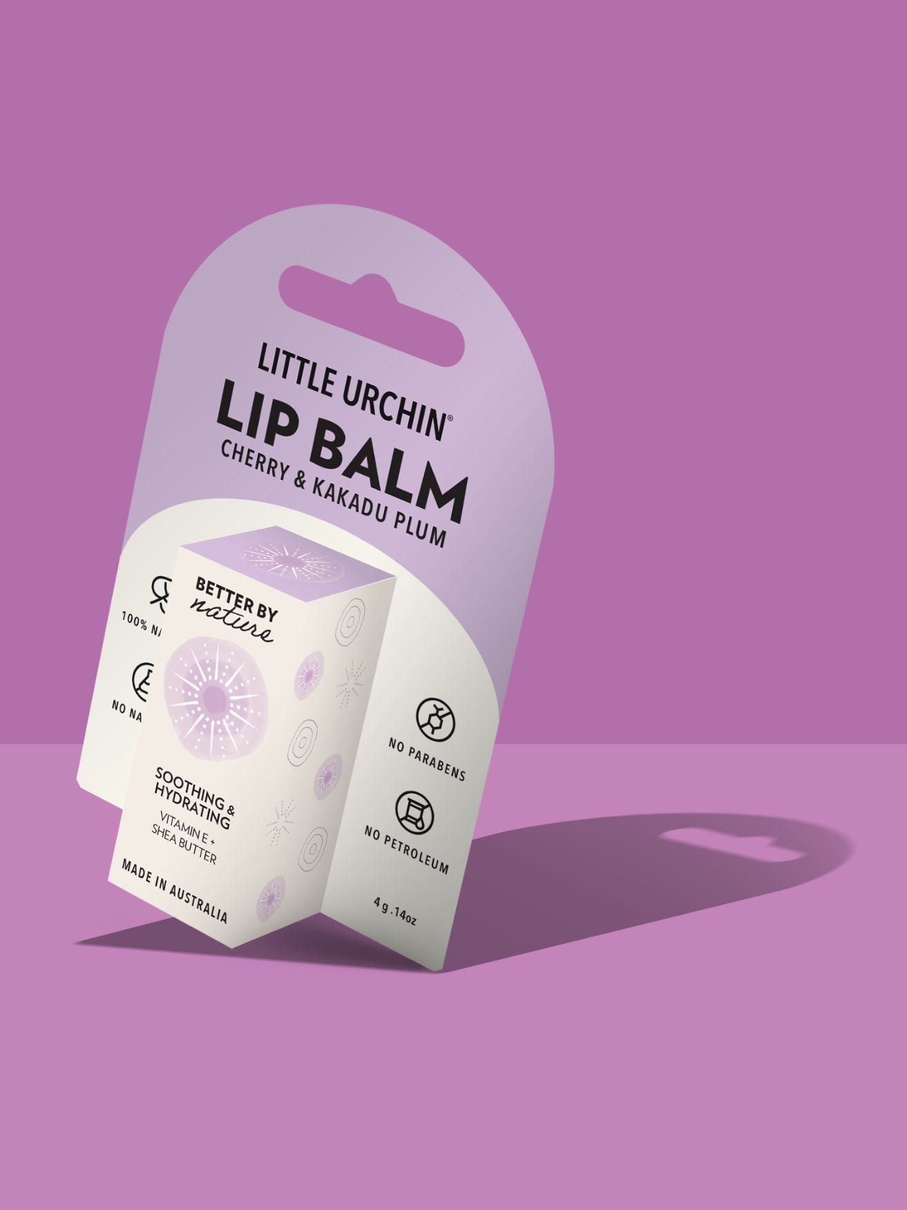 Lip Balm Cherry & Kakadu Plum, natuurlijke lippenbalsem, Little Urchin, Nourished
