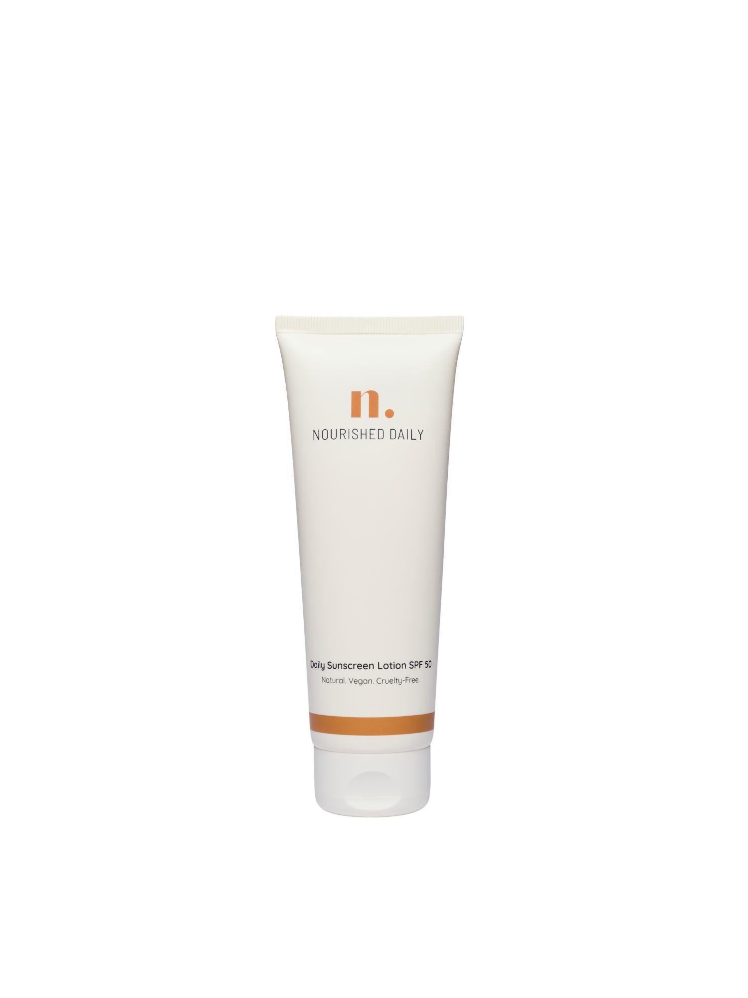 Natural Daily Susncreen Lotion SPF50, Daily Sunscreen, Sunscreen SPF50, Nourished Daily.