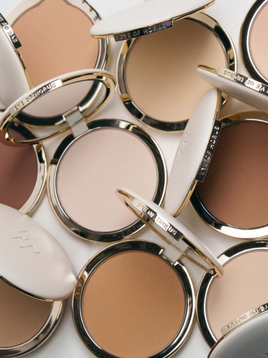 Pressed powders, natural finishing powder, makeup swatches, Eye of Horus cosmetics, Nourished