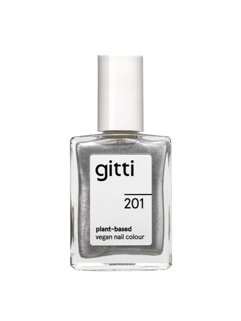 Silver Lining, no. 201, Gitti, natural nail polish, natuurlijke nagellak, zilvere glitter nagellak, silver glitter nail polish, plant-based nail polish, vegan nail colour, vegan, nail care, nagelverzorging, 23-free, PETA certified, Nourished