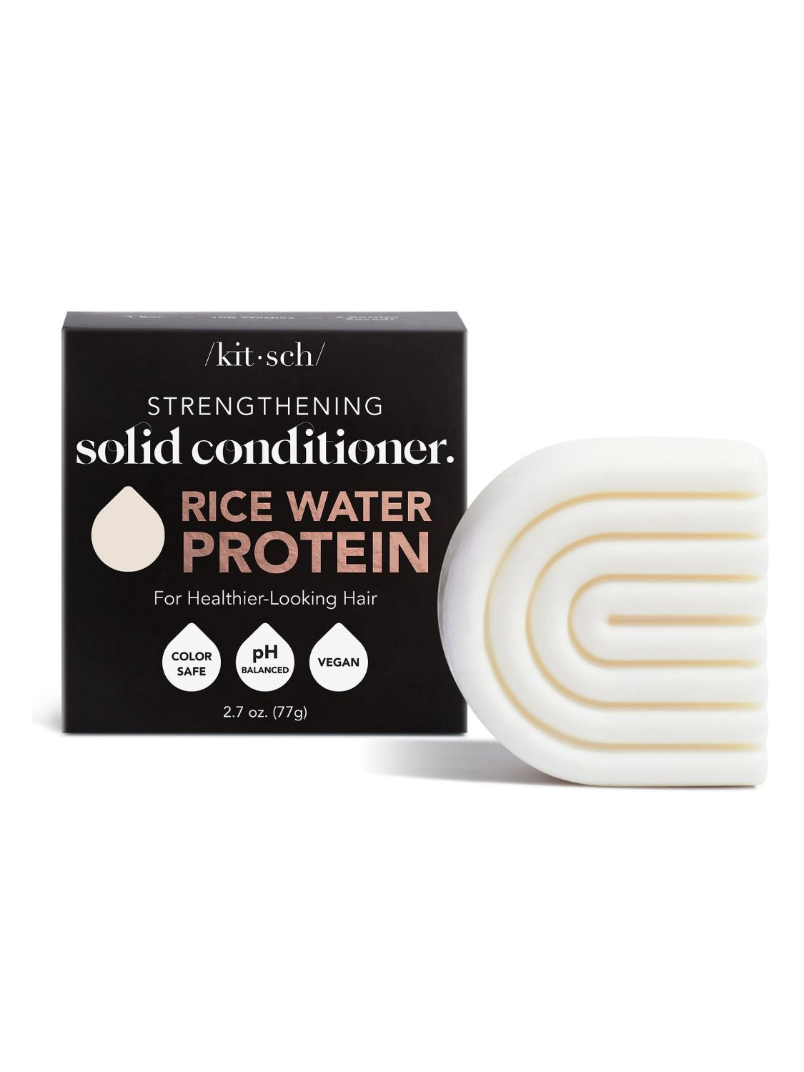 Rice water protein conditioner bar, conditioner, solid conditioner bar, rice water protein, rice protein, hair growth, hair volume, hair thickness, natural hair care, ph balanced, vegan, cruelty free, Kitsch, Nourished