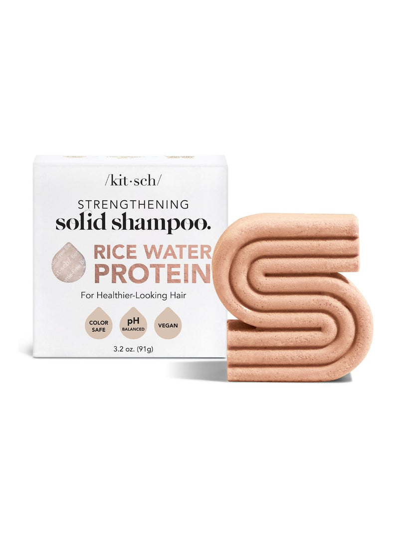 Rice water protein shampoo bar, shampoo, solid shampoo bar, rice water protein, rice protein, hair growth, hair volume, hair thickness, natural hair care, ph balanced, vegan, cruelty free, Kitsch, Nourished