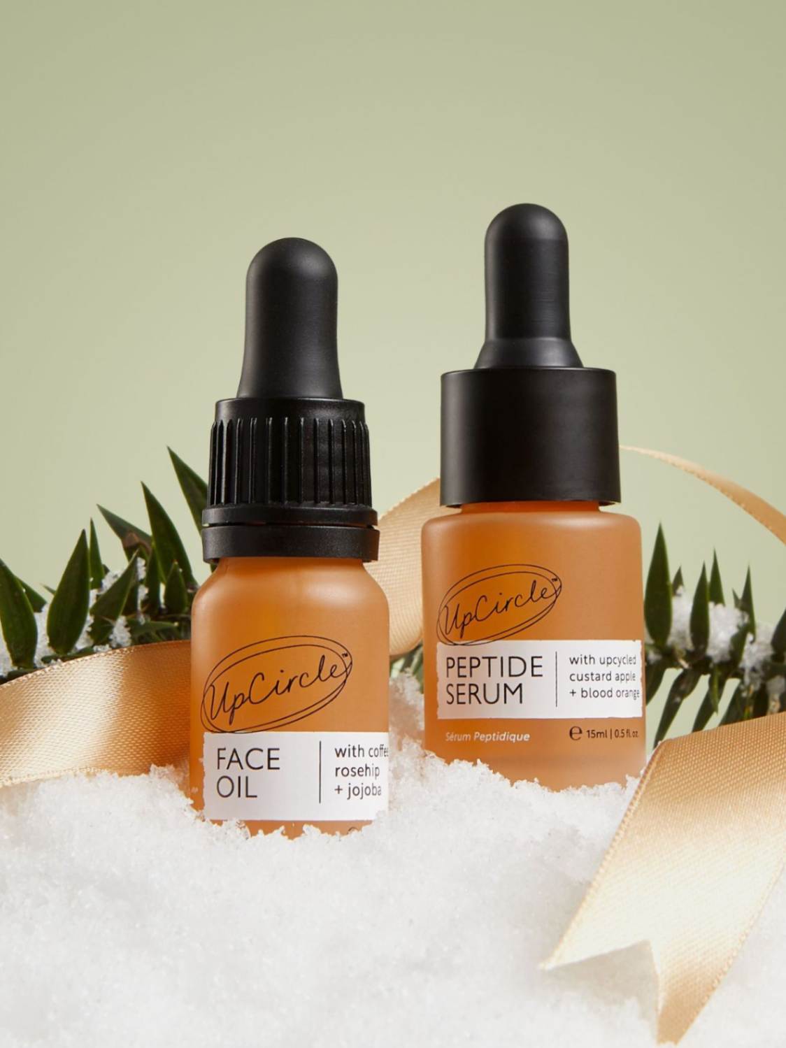 Winter Glow Duo christmas giftset, peptide serum, face oil, UpCircle, Nourished