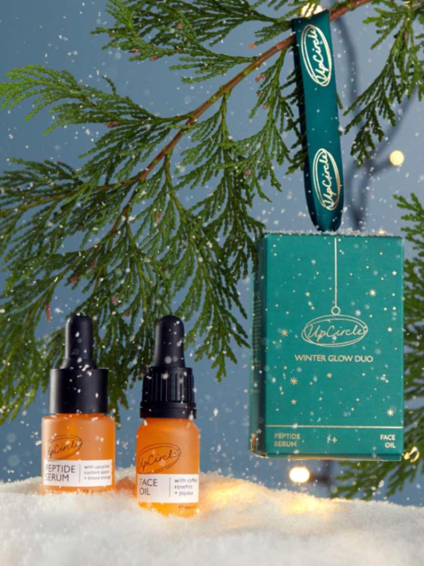 Winter Glow Duo christmas giftset, peptide serum, face oil, UpCircle, Nourished