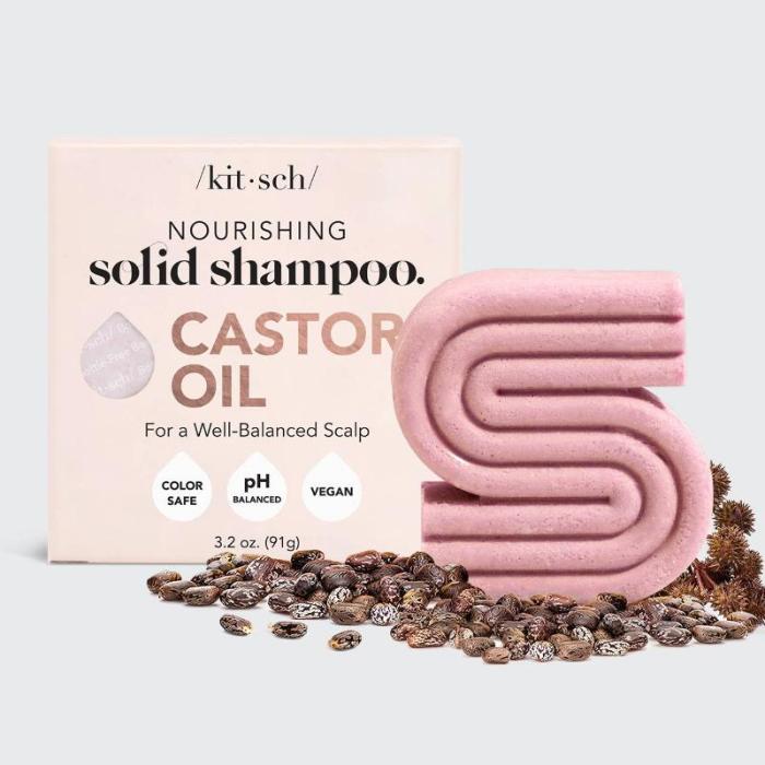 caster oil nourishing shampoo bar, caster oil shampoo, nourishing shampoo, shampoo bar, ph balanced, natural hair care, dry hair, damaged hair, vegan, cruelty free, Kitsch, Nourished