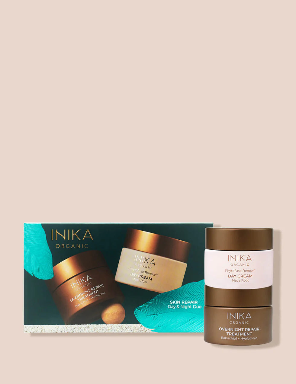 Inika, skincare, giftset, day cream, overnight repair treatment, natural skincare, natuurlijke gezichtsverzorging, dagcrème, masker, droge huid, gevoelige huid, vegan skincare, Nourished