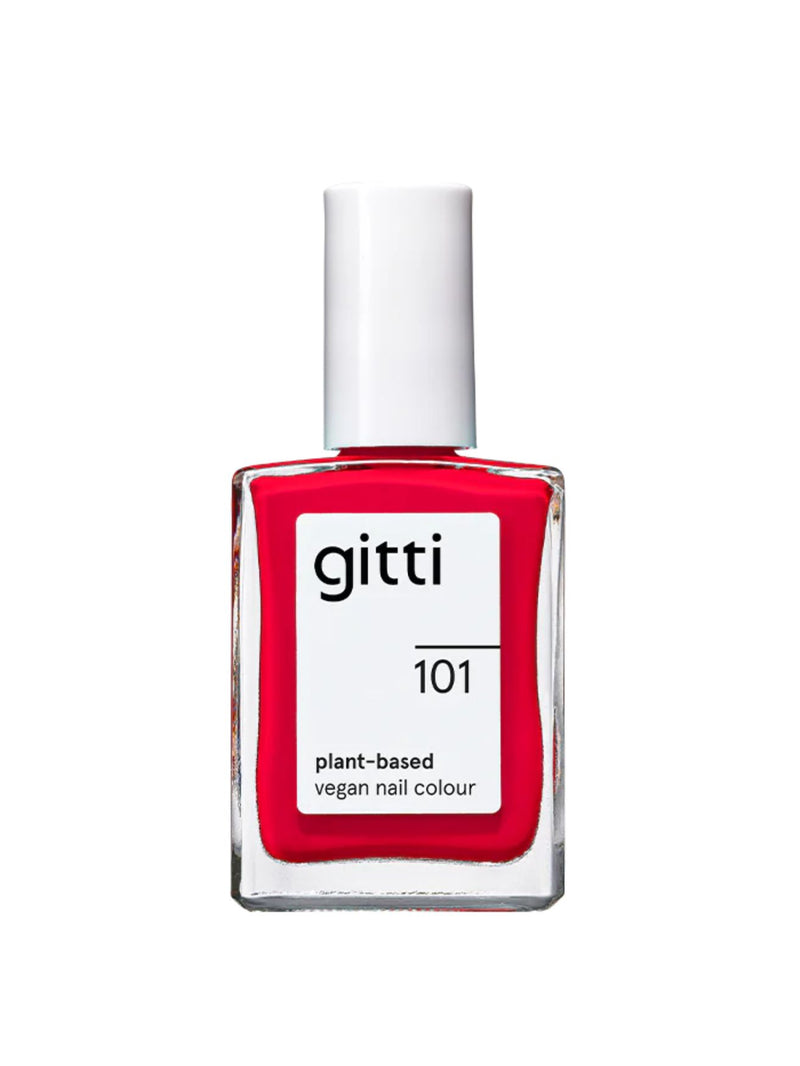 Fiery Red, no. 101, Gitti, natural nail polish, natuurlijke nagellak, rode nagellak, red nail polish, plant-based nail polish, vegan nail colour, vegan, nail care, nagelverzorging, 23-free, PETA certified, Nourished